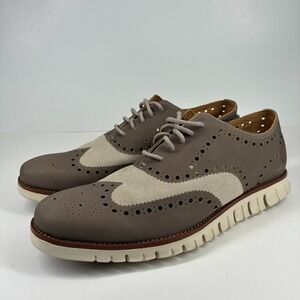 Cole Haan ZEROGRAND Men's US 10.5M Taupe Cream Dress Wingtip Oxford Sneakers